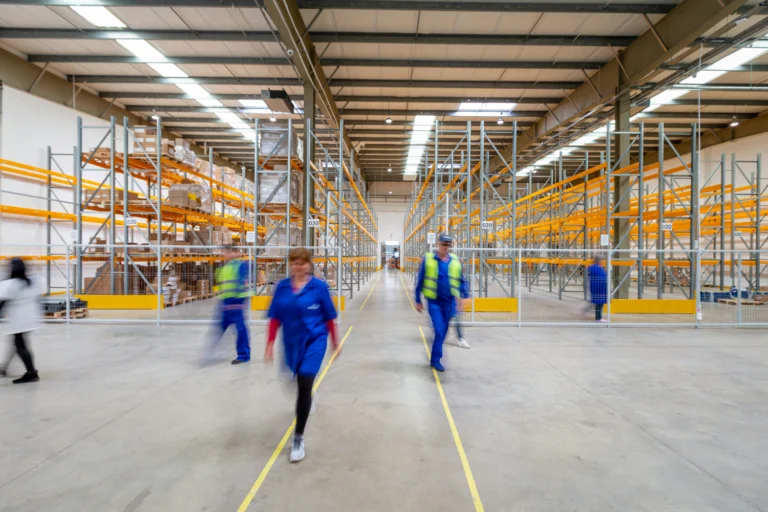 Time lapse still of new warehouse being stocked following a new racking installation