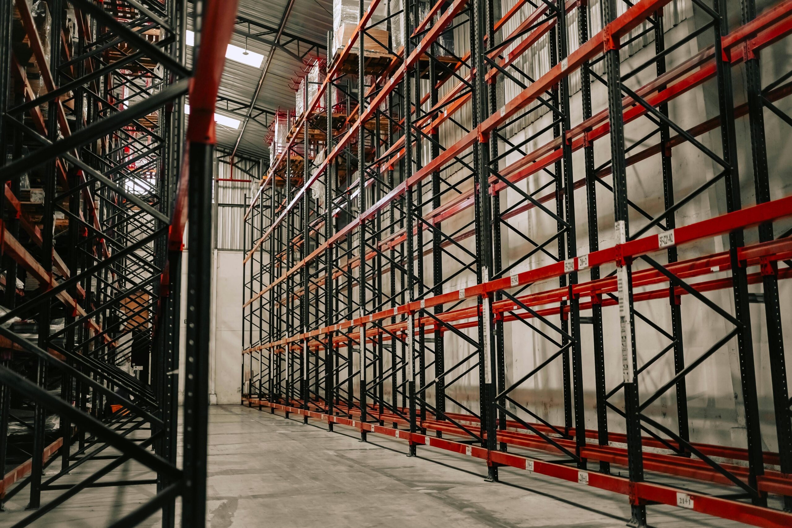 pallet racking shown in a new built warehouse